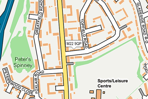 M22 9QP map - OS OpenMap – Local (Ordnance Survey)