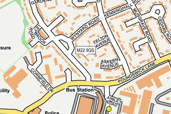 M22 9QS map - OS OpenMap – Local (Ordnance Survey)
