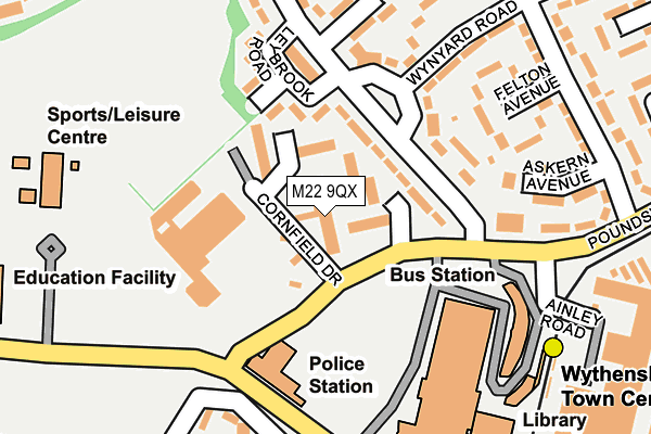 M22 9QX map - OS OpenMap – Local (Ordnance Survey)