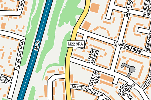 M22 9RA map - OS OpenMap – Local (Ordnance Survey)