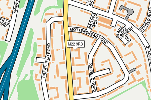 M22 9RB map - OS OpenMap – Local (Ordnance Survey)