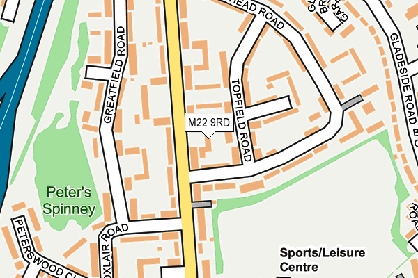 M22 9RD map - OS OpenMap – Local (Ordnance Survey)