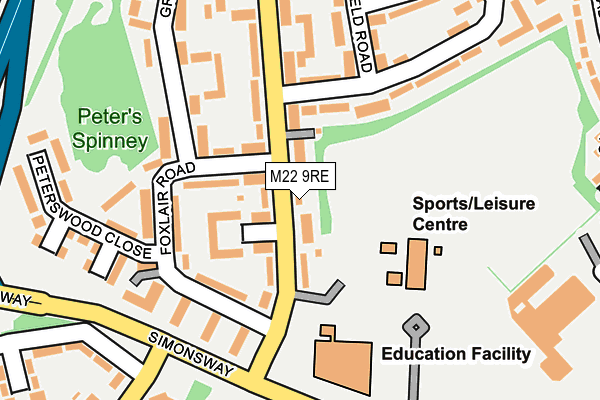 M22 9RE map - OS OpenMap – Local (Ordnance Survey)