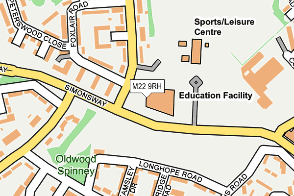 M22 9RH map - OS OpenMap – Local (Ordnance Survey)