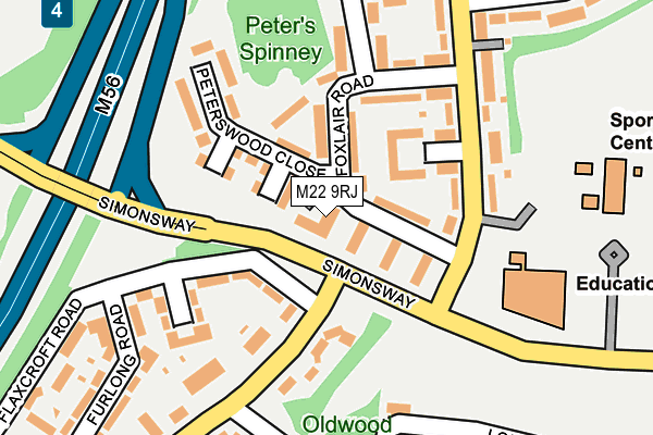 M22 9RJ map - OS OpenMap – Local (Ordnance Survey)