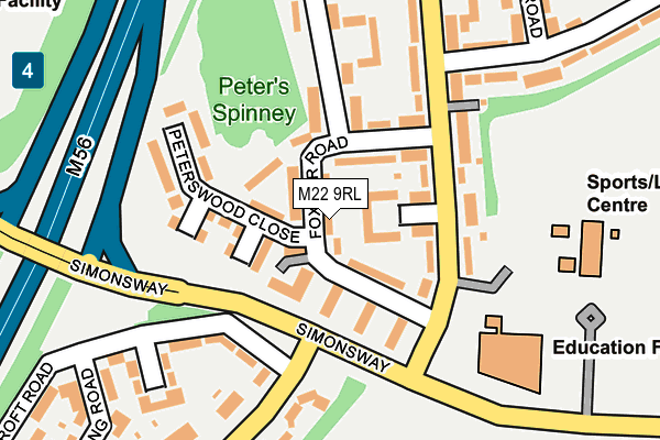 M22 9RL map - OS OpenMap – Local (Ordnance Survey)