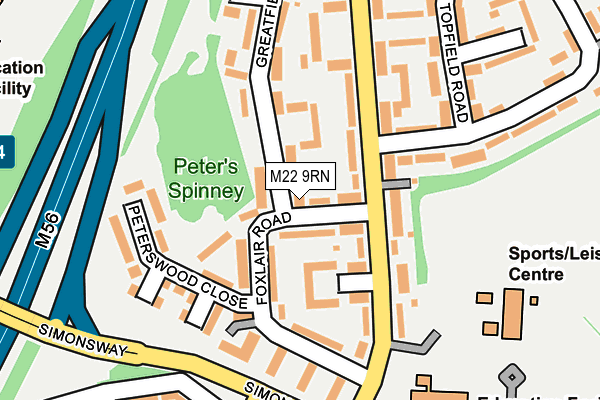 M22 9RN map - OS OpenMap – Local (Ordnance Survey)