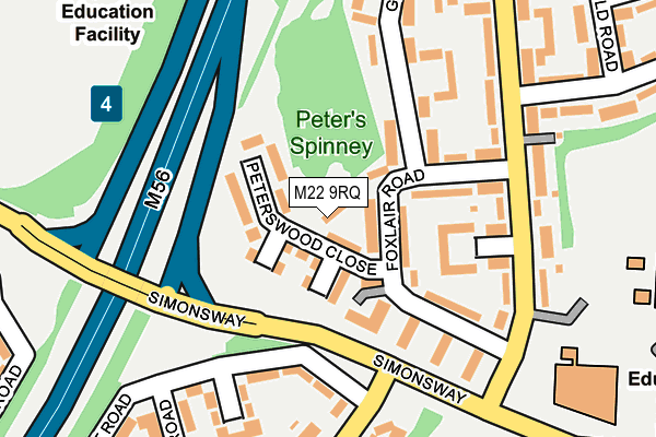 M22 9RQ map - OS OpenMap – Local (Ordnance Survey)