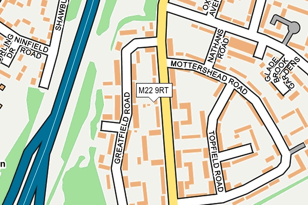 M22 9RT map - OS OpenMap – Local (Ordnance Survey)