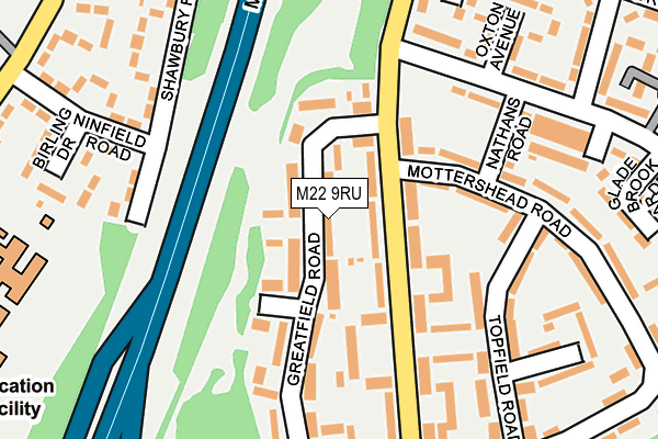 M22 9RU map - OS OpenMap – Local (Ordnance Survey)