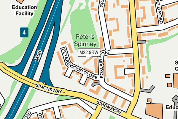 M22 9RW map - OS OpenMap – Local (Ordnance Survey)