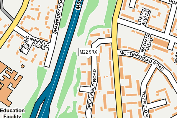 M22 9RX map - OS OpenMap – Local (Ordnance Survey)