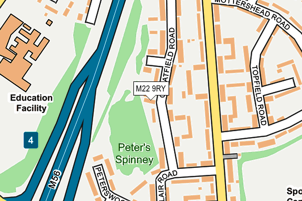 M22 9RY map - OS OpenMap – Local (Ordnance Survey)