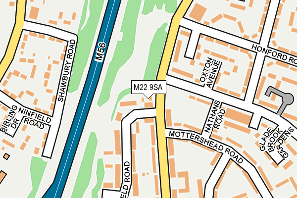 M22 9SA map - OS OpenMap – Local (Ordnance Survey)