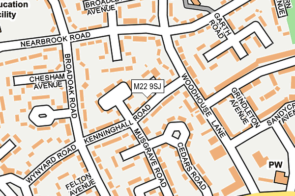M22 9SJ map - OS OpenMap – Local (Ordnance Survey)