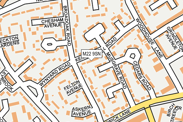 M22 9SN map - OS OpenMap – Local (Ordnance Survey)