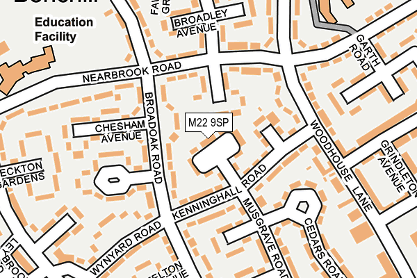 M22 9SP map - OS OpenMap – Local (Ordnance Survey)