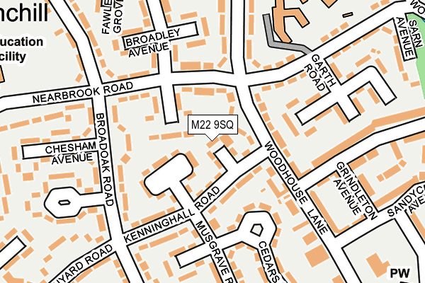 M22 9SQ map - OS OpenMap – Local (Ordnance Survey)