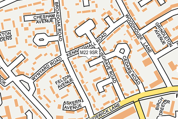 M22 9SR map - OS OpenMap – Local (Ordnance Survey)