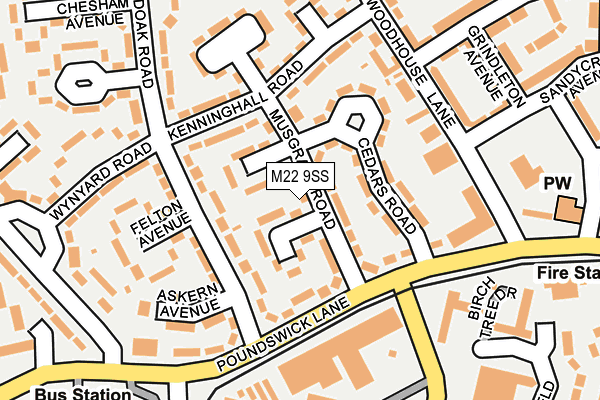 M22 9SS map - OS OpenMap – Local (Ordnance Survey)