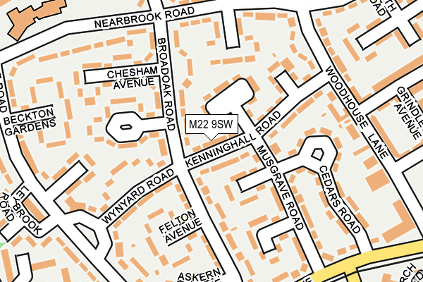 M22 9SW map - OS OpenMap – Local (Ordnance Survey)