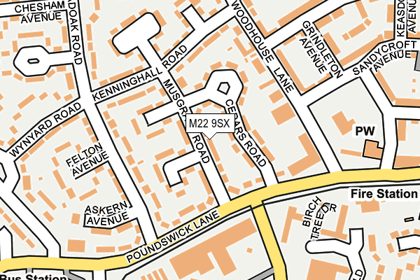 M22 9SX map - OS OpenMap – Local (Ordnance Survey)