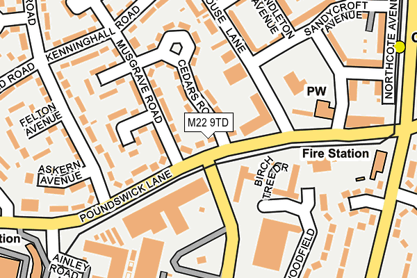 M22 9TD map - OS OpenMap – Local (Ordnance Survey)