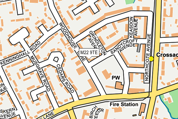 M22 9TE map - OS OpenMap – Local (Ordnance Survey)