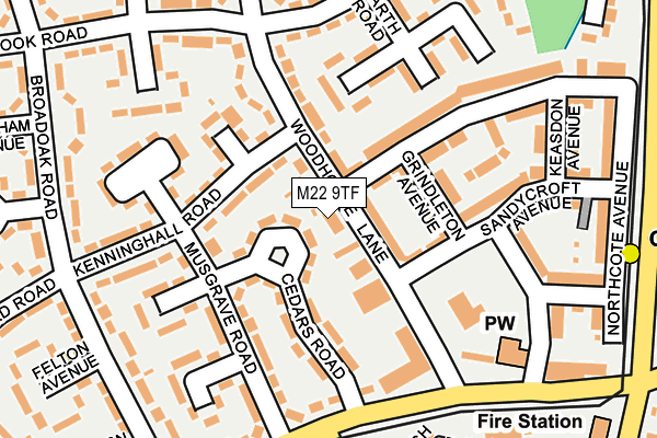 M22 9TF map - OS OpenMap – Local (Ordnance Survey)