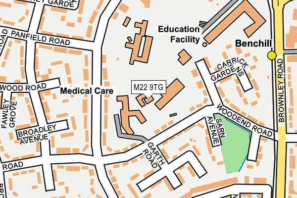 M22 9TG map - OS OpenMap – Local (Ordnance Survey)