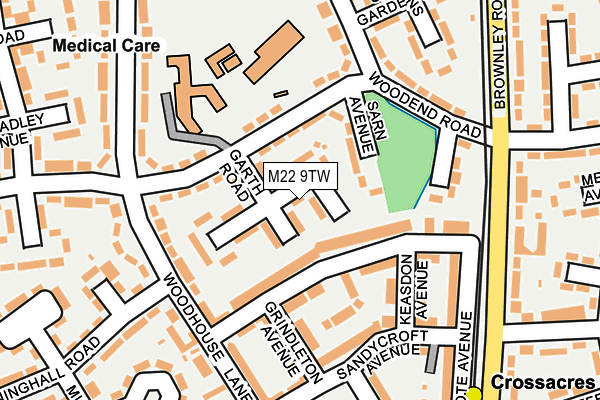 M22 9TW map - OS OpenMap – Local (Ordnance Survey)