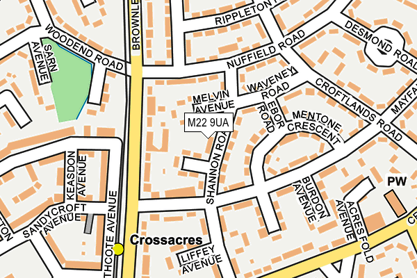 M22 9UA map - OS OpenMap – Local (Ordnance Survey)