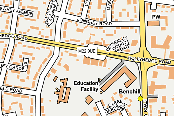 M22 9UE map - OS OpenMap – Local (Ordnance Survey)