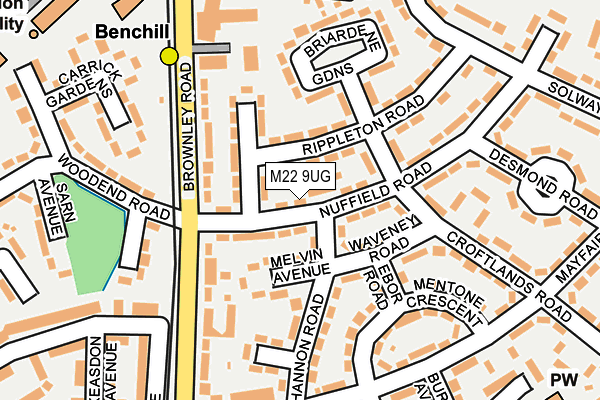 M22 9UG map - OS OpenMap – Local (Ordnance Survey)