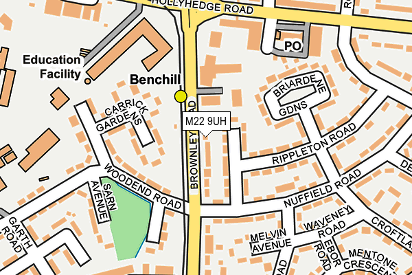 M22 9UH map - OS OpenMap – Local (Ordnance Survey)