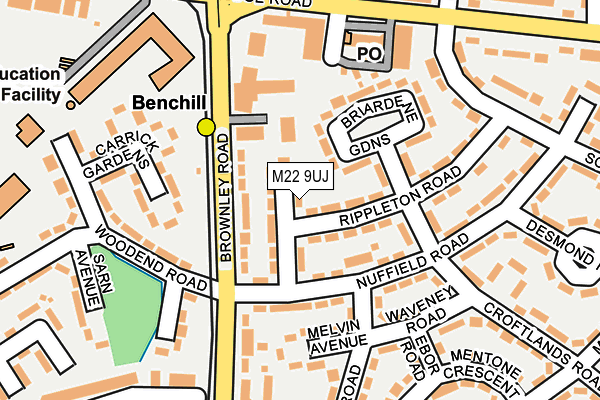 M22 9UJ map - OS OpenMap – Local (Ordnance Survey)