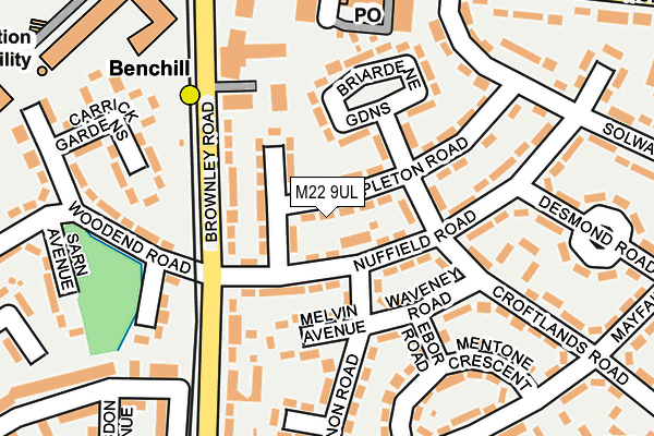 M22 9UL map - OS OpenMap – Local (Ordnance Survey)