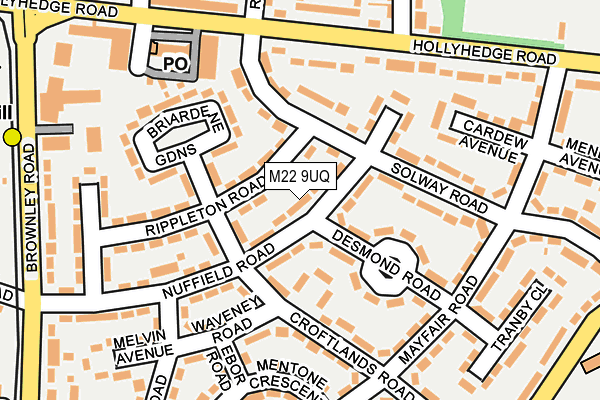 M22 9UQ map - OS OpenMap – Local (Ordnance Survey)