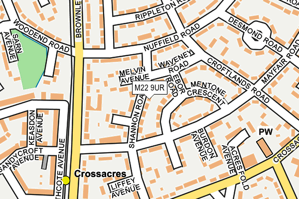 M22 9UR map - OS OpenMap – Local (Ordnance Survey)