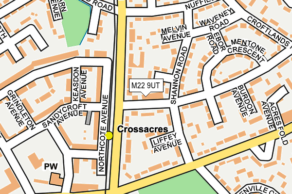 M22 9UT map - OS OpenMap – Local (Ordnance Survey)