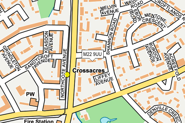 M22 9UU map - OS OpenMap – Local (Ordnance Survey)