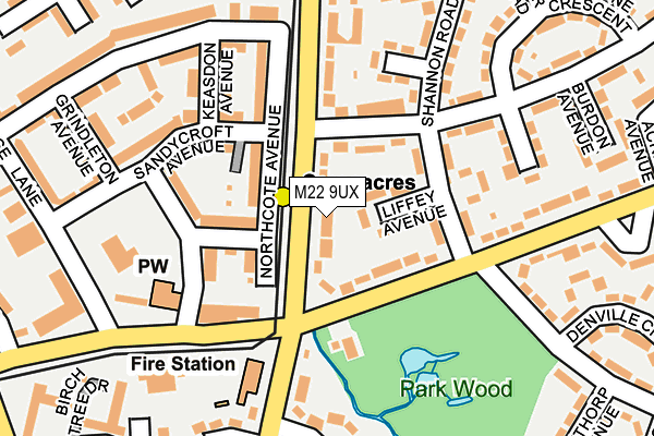 M22 9UX map - OS OpenMap – Local (Ordnance Survey)