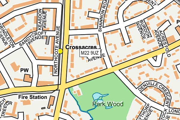 M22 9UZ map - OS OpenMap – Local (Ordnance Survey)