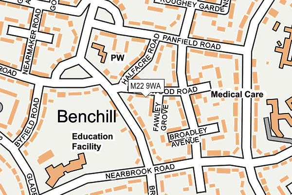 M22 9WA map - OS OpenMap – Local (Ordnance Survey)