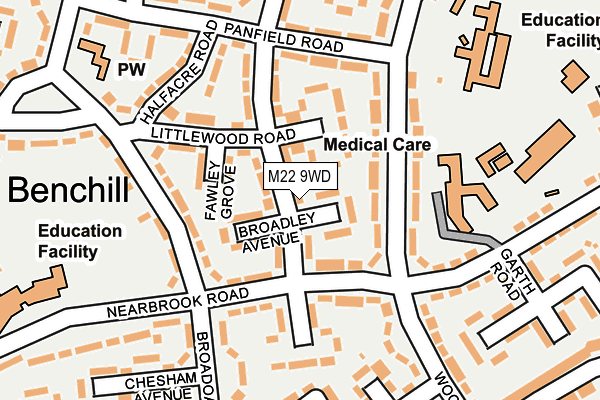 M22 9WD map - OS OpenMap – Local (Ordnance Survey)