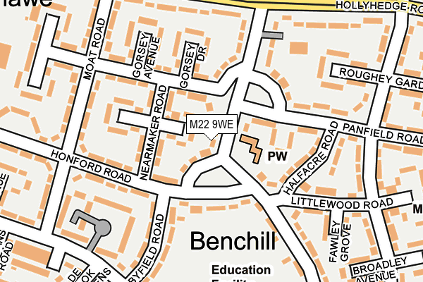 M22 9WE map - OS OpenMap – Local (Ordnance Survey)