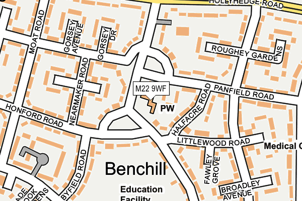 M22 9WF map - OS OpenMap – Local (Ordnance Survey)