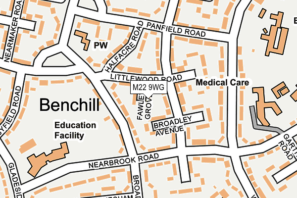 M22 9WG map - OS OpenMap – Local (Ordnance Survey)