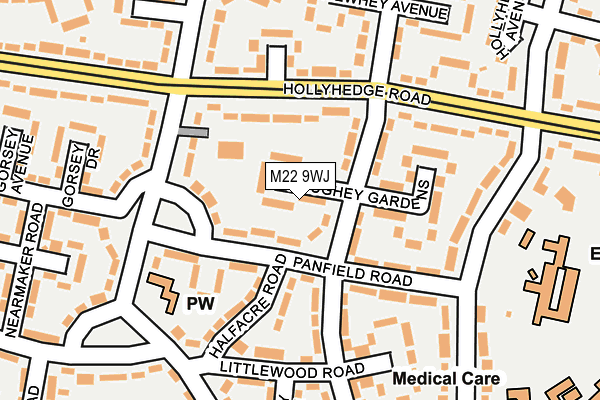 M22 9WJ map - OS OpenMap – Local (Ordnance Survey)