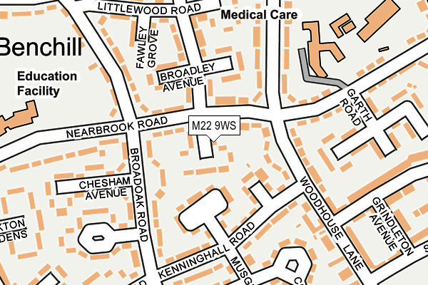 M22 9WS map - OS OpenMap – Local (Ordnance Survey)